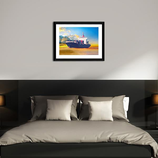 International Cargo Ship Canvas Wall Art-5 Horizontal-Gallery Wrap-22" x 12"-Tiaracle