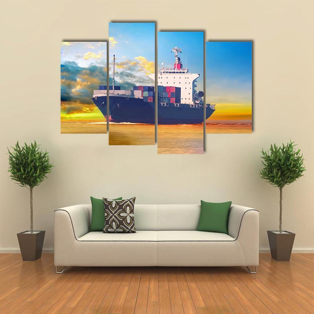 International Cargo Ship Canvas Wall Art-4 Pop-Gallery Wrap-50" x 32"-Tiaracle