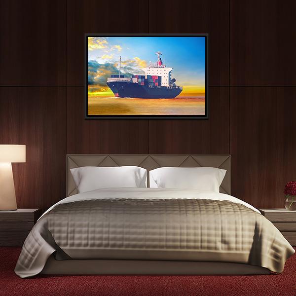 International Cargo Ship Canvas Wall Art-3 Horizontal-Gallery Wrap-25" x 16"-Tiaracle