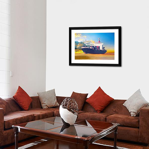 International Cargo Ship Canvas Wall Art-3 Horizontal-Gallery Wrap-25" x 16"-Tiaracle