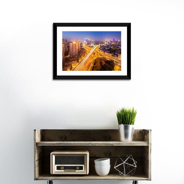 Intersection Of Two Viaducts Shanghai Canvas Wall Art-1 Piece-Framed Print-20&quot; x 16&quot;-Tiaracle