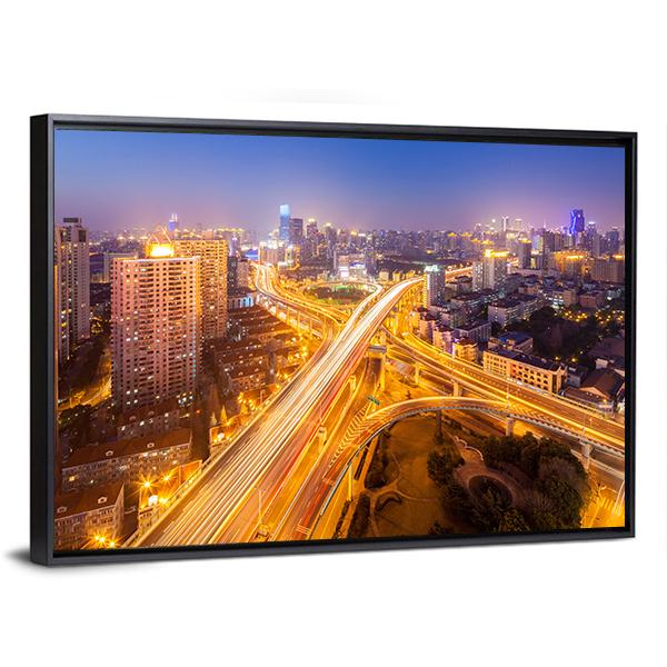 Intersection Of Two Viaducts Shanghai Canvas Wall Art-3 Horizontal-Gallery Wrap-25&quot; x 16&quot;-Tiaracle