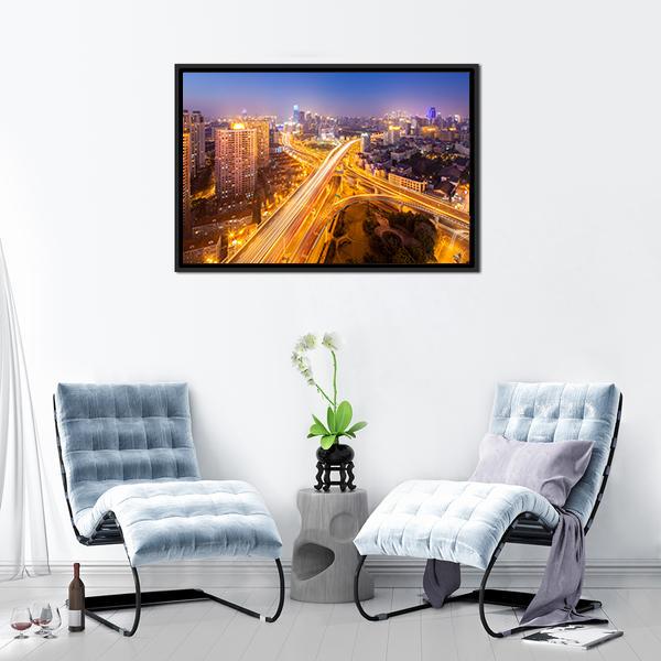 Intersection Of Two Viaducts Shanghai Canvas Wall Art-3 Horizontal-Gallery Wrap-25&quot; x 16&quot;-Tiaracle