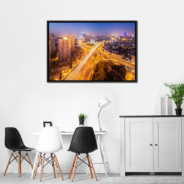 Intersection Of Two Viaducts Shanghai Canvas Wall Art-3 Horizontal-Gallery Wrap-25&quot; x 16&quot;-Tiaracle