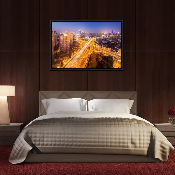 Intersection Of Two Viaducts Shanghai Canvas Wall Art-3 Horizontal-Gallery Wrap-25&quot; x 16&quot;-Tiaracle