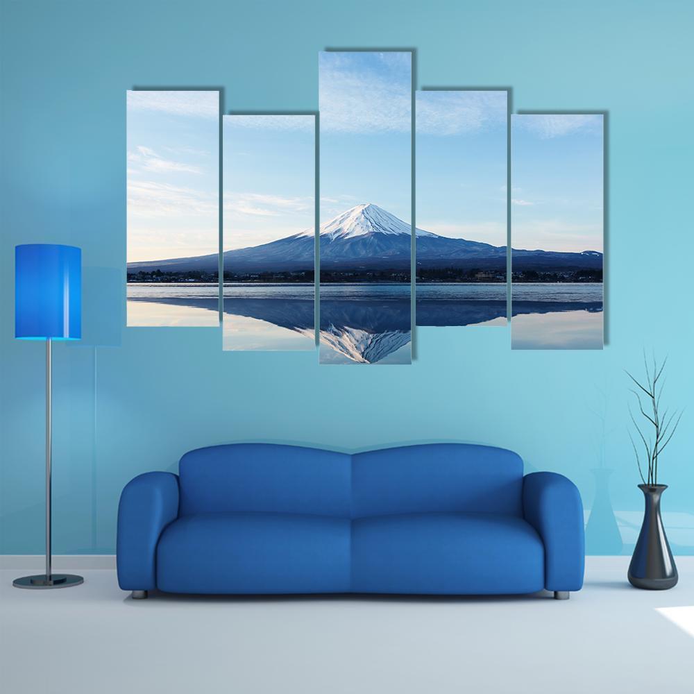 Inverted Image Of Mt Fuji Canvas Wall Art-5 Pop-Gallery Wrap-47" x 32"-Tiaracle