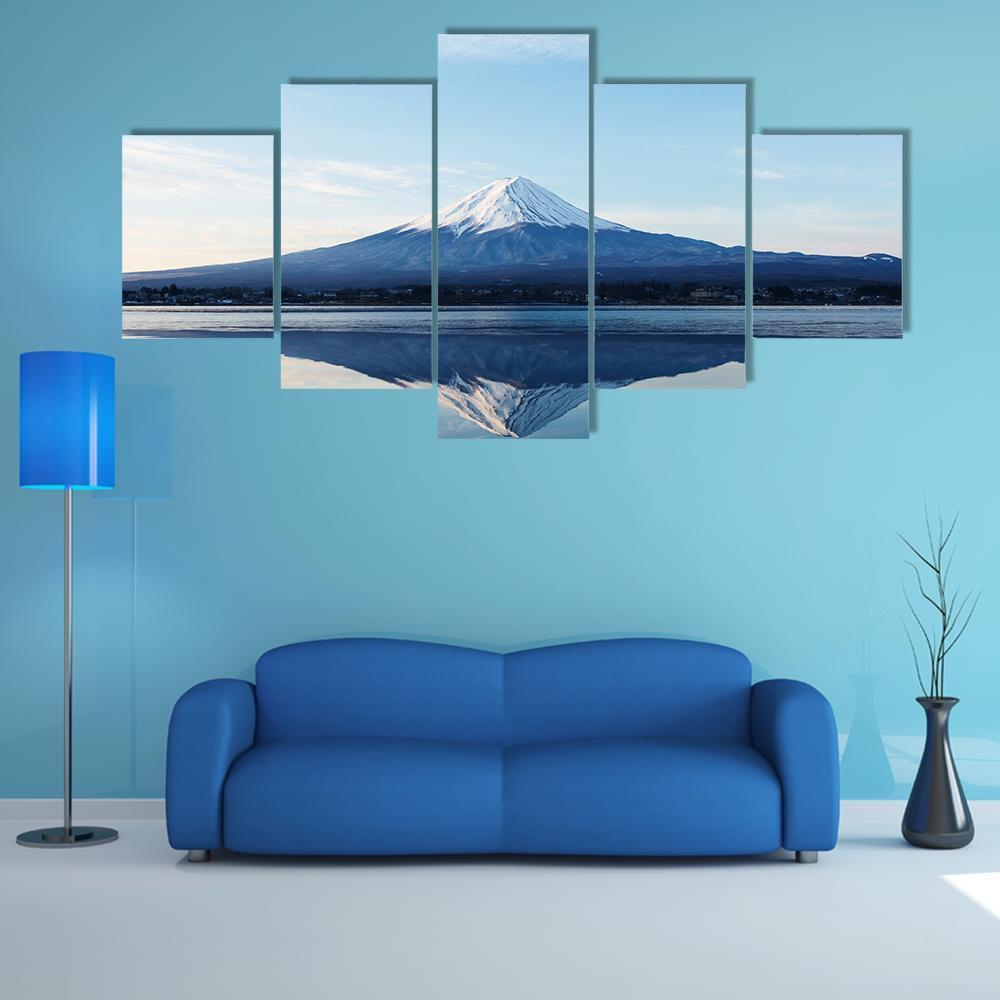 Inverted Image Of Mt Fuji Canvas Wall Art-5 Star-Gallery Wrap-62" x 32"-Tiaracle