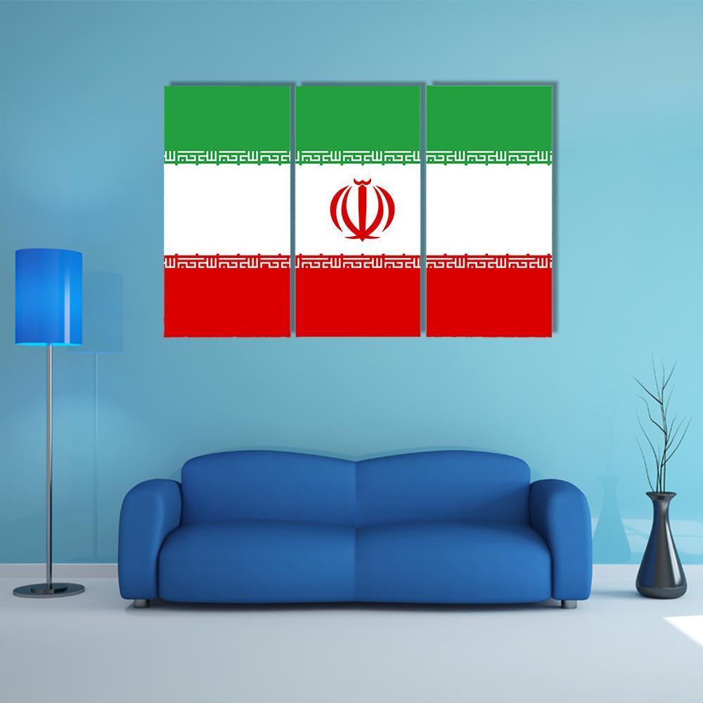Iran Flag Canvas Wall Art-3 Horizontal-Gallery Wrap-37" x 24"-Tiaracle