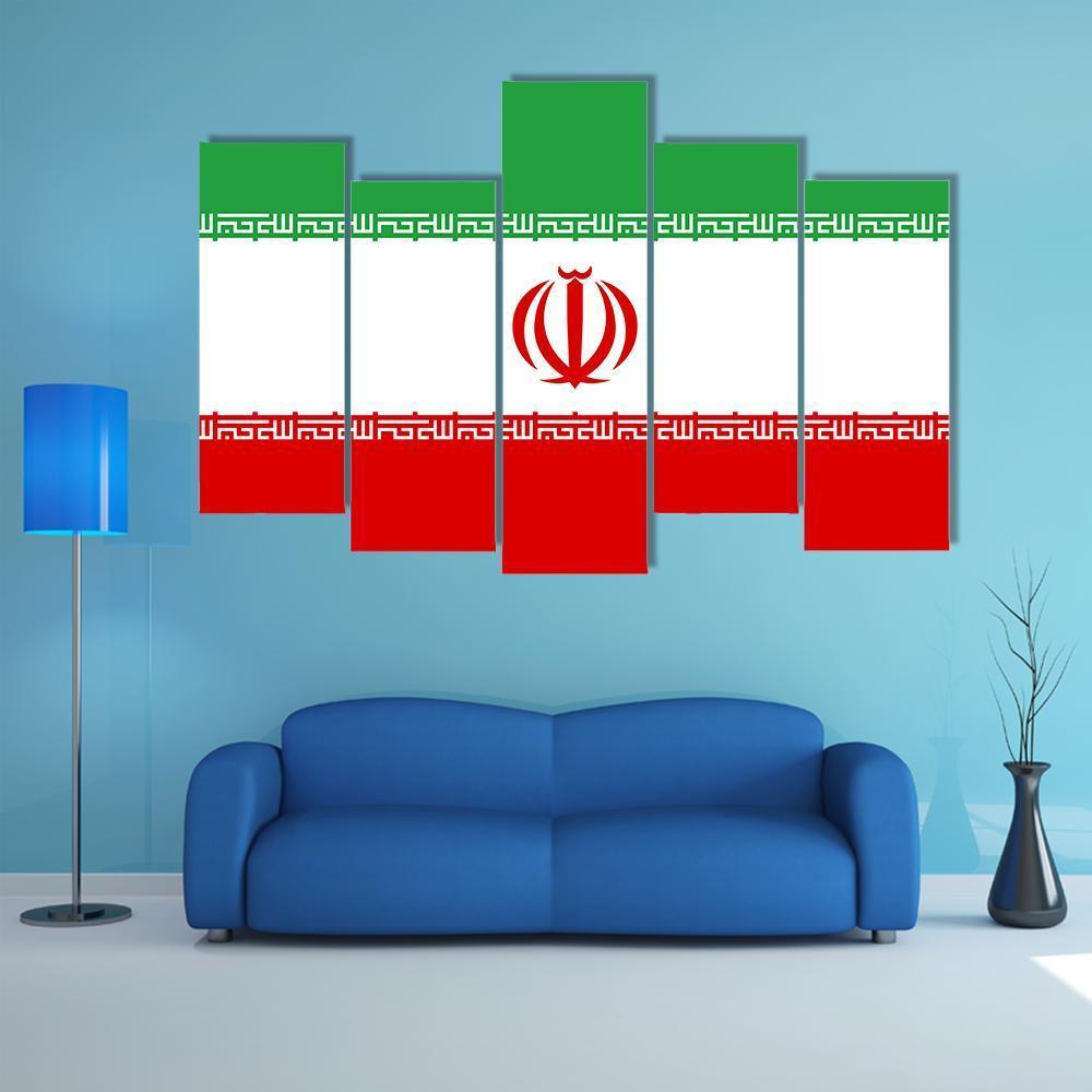 Iran Flag Canvas Wall Art-5 Pop-Gallery Wrap-47" x 32"-Tiaracle