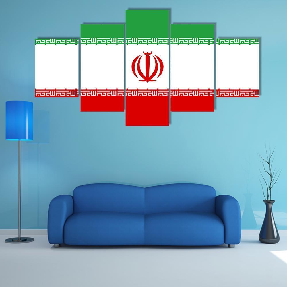 Iran Flag Canvas Wall Art-5 Pop-Gallery Wrap-47" x 32"-Tiaracle