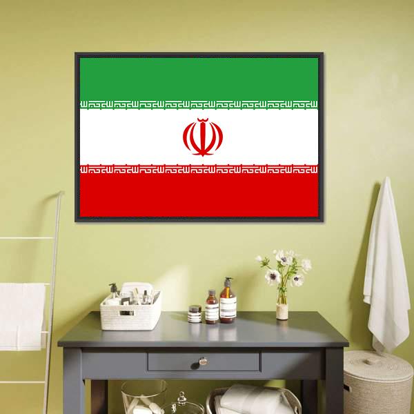Iran Flag Canvas Wall Art-1 Piece-Floating Frame-24" x 16"-Tiaracle