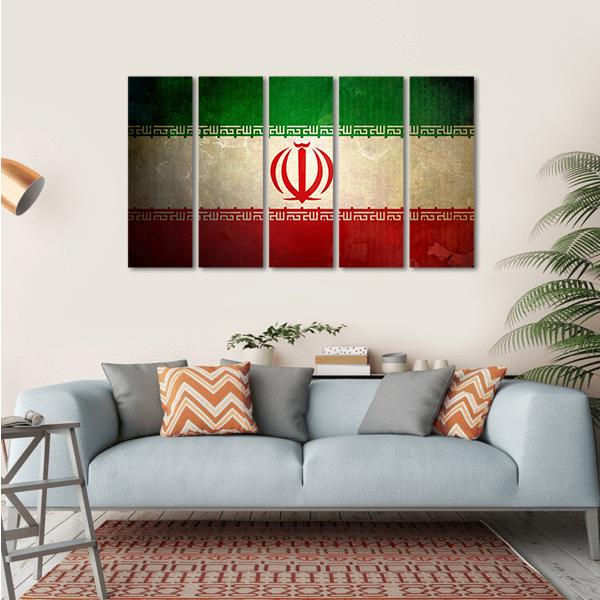 Grunge Iran Flag Canvas Wall Art-5 Horizontal-Gallery Wrap-22" x 12"-Tiaracle
