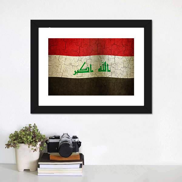 Iraq Flag Canvas Wall Art-1 Piece-Framed Print-20" x 16"-Tiaracle