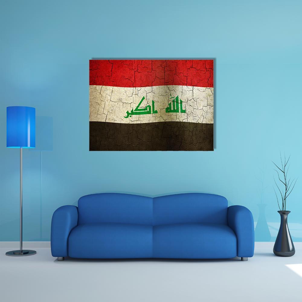 Iraq Flag Canvas Wall Art-4 Horizontal-Gallery Wrap-34" x 24"-Tiaracle