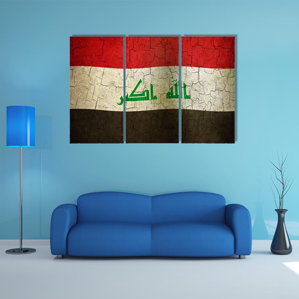 Iraq Flag Canvas Wall Art-3 Horizontal-Gallery Wrap-37" x 24"-Tiaracle