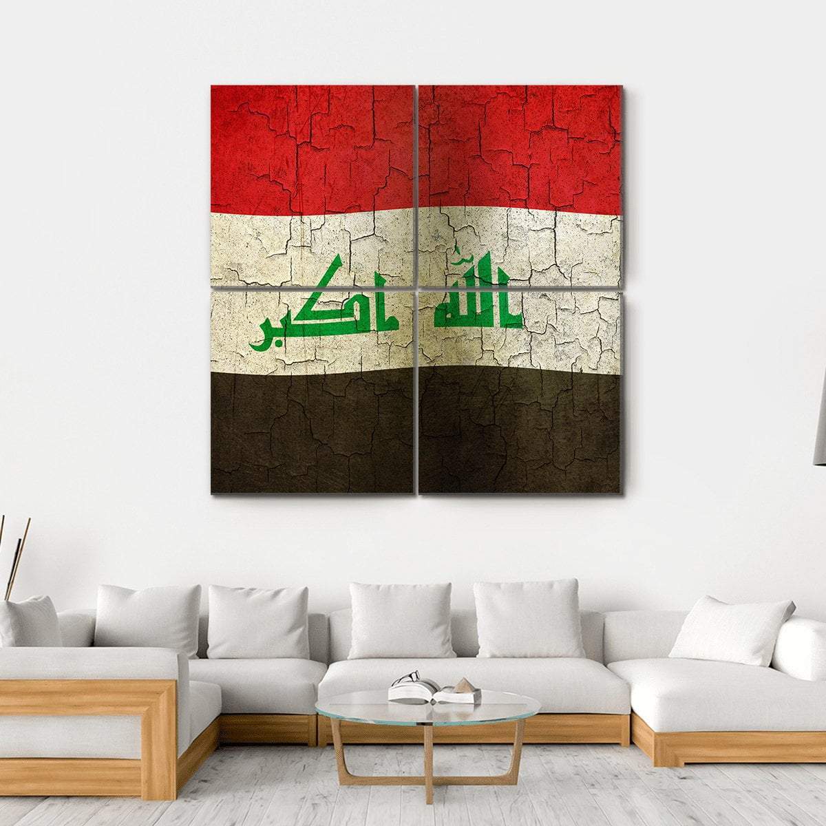 Iraq Flag Canvas Wall Art-4 Square-Gallery Wrap-17" x 17"-Tiaracle