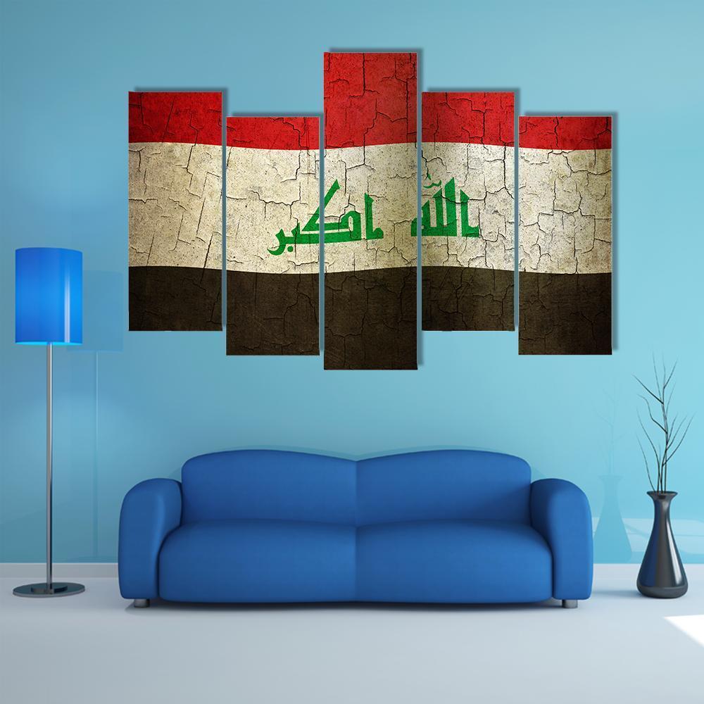 Iraq Flag Canvas Wall Art-5 Pop-Gallery Wrap-47" x 32"-Tiaracle
