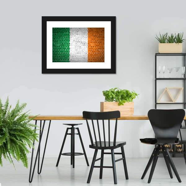Ireland Flag On Brick Wall Canvas Wall Art-3 Horizontal-Gallery Wrap-25" x 16"-Tiaracle