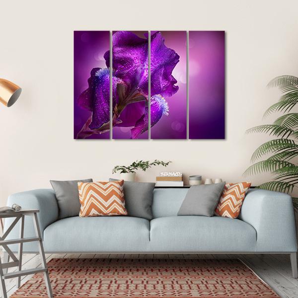 Iris Flowers Canvas Wall Art-4 Horizontal-Gallery Wrap-34" x 24"-Tiaracle