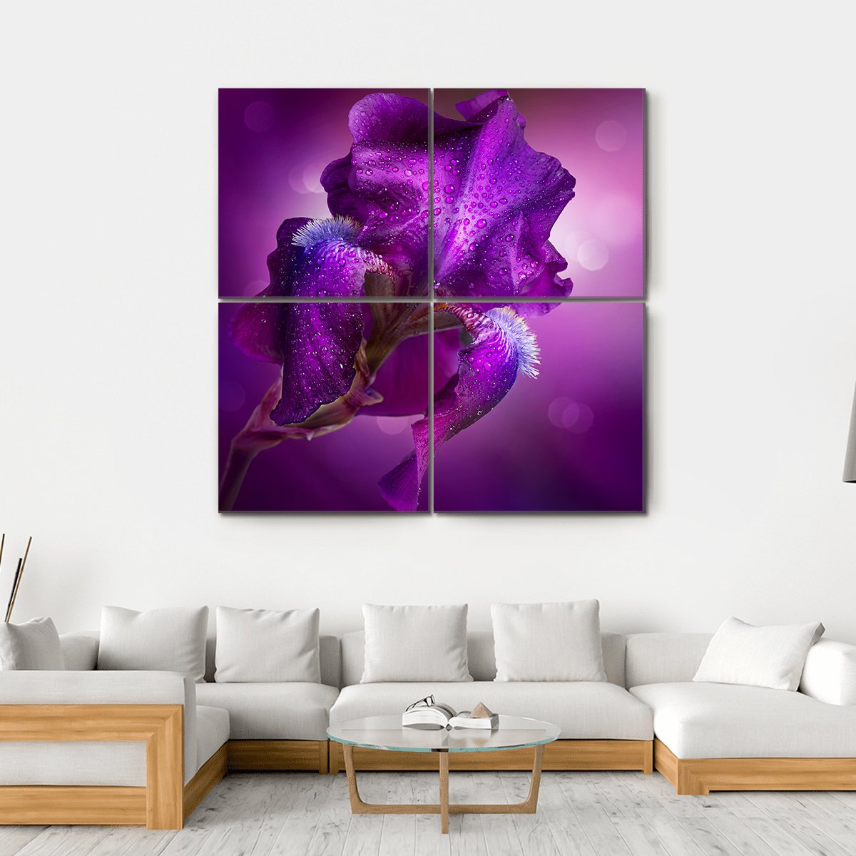 Iris Flowers Canvas Wall Art-4 Square-Gallery Wrap-17" x 17"-Tiaracle