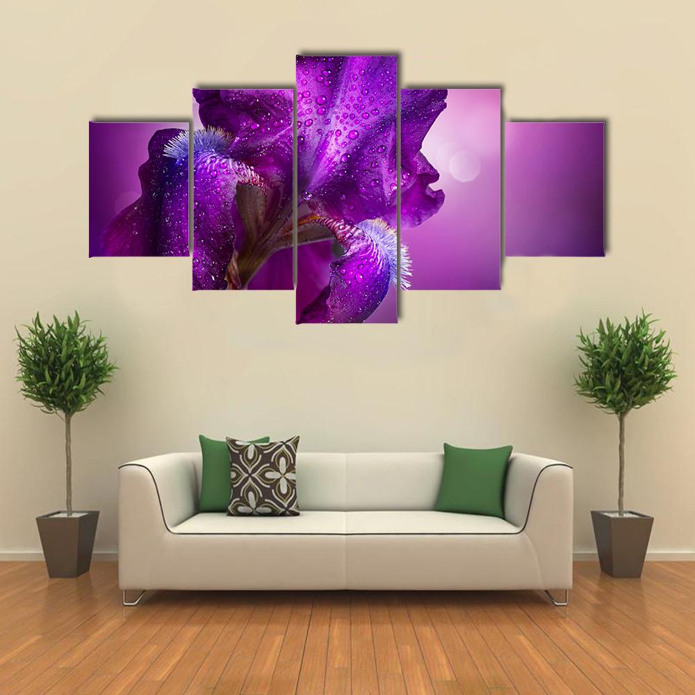 Iris Flowers Canvas Wall Art-5 Star-Gallery Wrap-42" x 21"-Tiaracle