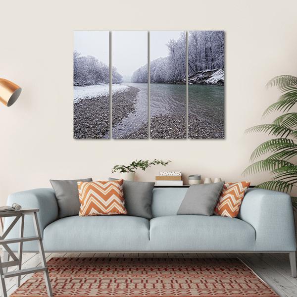Isar River In Winter Canvas Wall Art-4 Horizontal-Gallery Wrap-34" x 24"-Tiaracle
