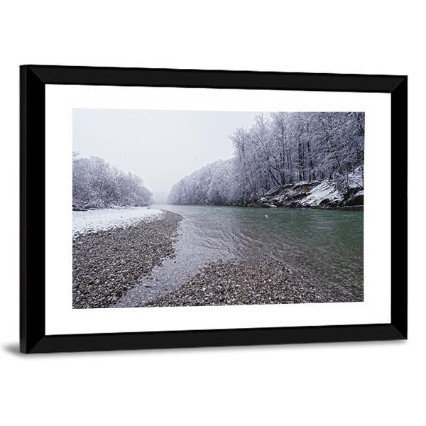 Isar River In Winter Canvas Wall Art-5 Horizontal-Gallery Wrap-22" x 12"-Tiaracle