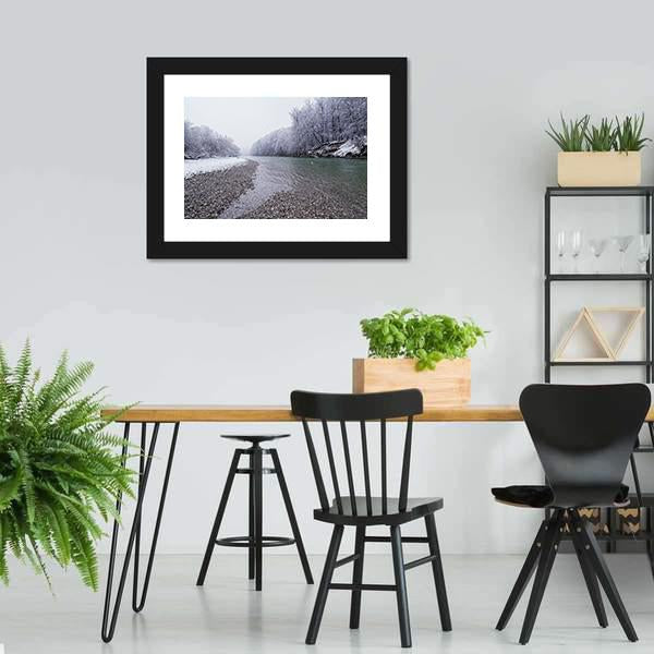 Isar River In Winter Canvas Wall Art-3 Horizontal-Gallery Wrap-25" x 16"-Tiaracle