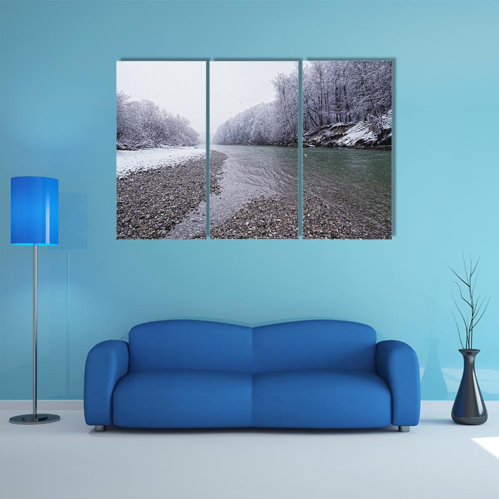 Isar River In Winter Canvas Wall Art-3 Horizontal-Gallery Wrap-37" x 24"-Tiaracle