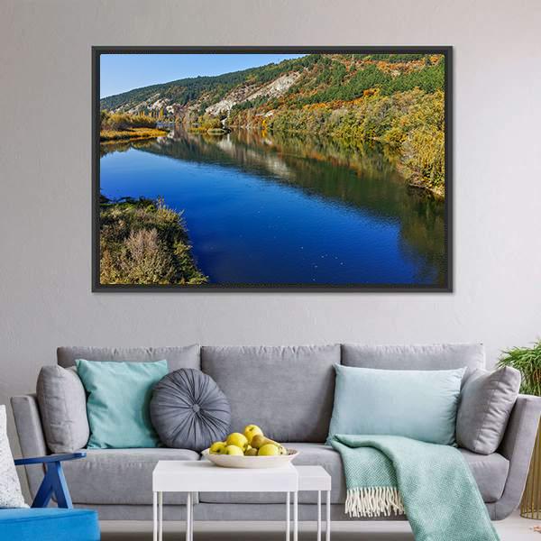 Iskar River In Autumn Canvas Wall Art-3 Horizontal-Gallery Wrap-25" x 16"-Tiaracle