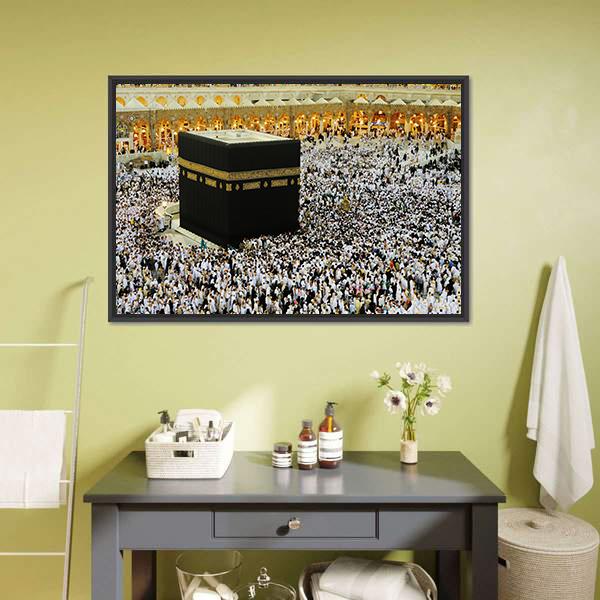 Islamic Holy Place In Mecca Canvas Wall Art-1 Piece-Floating Frame-24" x 16"-Tiaracle