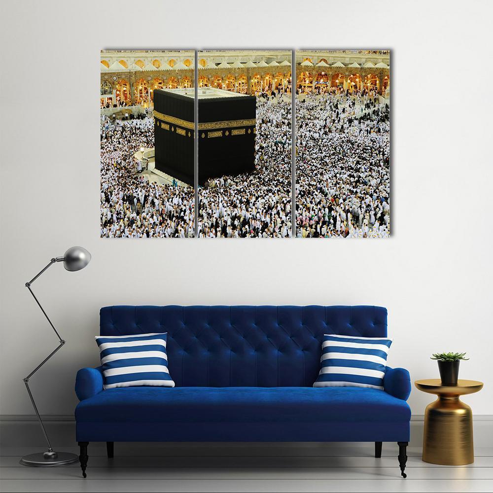 Islamic Holy Place In Mecca Canvas Wall Art-3 Horizontal-Gallery Wrap-37" x 24"-Tiaracle