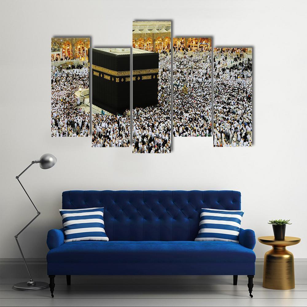 Islamic Holy Place In Mecca Canvas Wall Art-5 Pop-Gallery Wrap-47" x 32"-Tiaracle