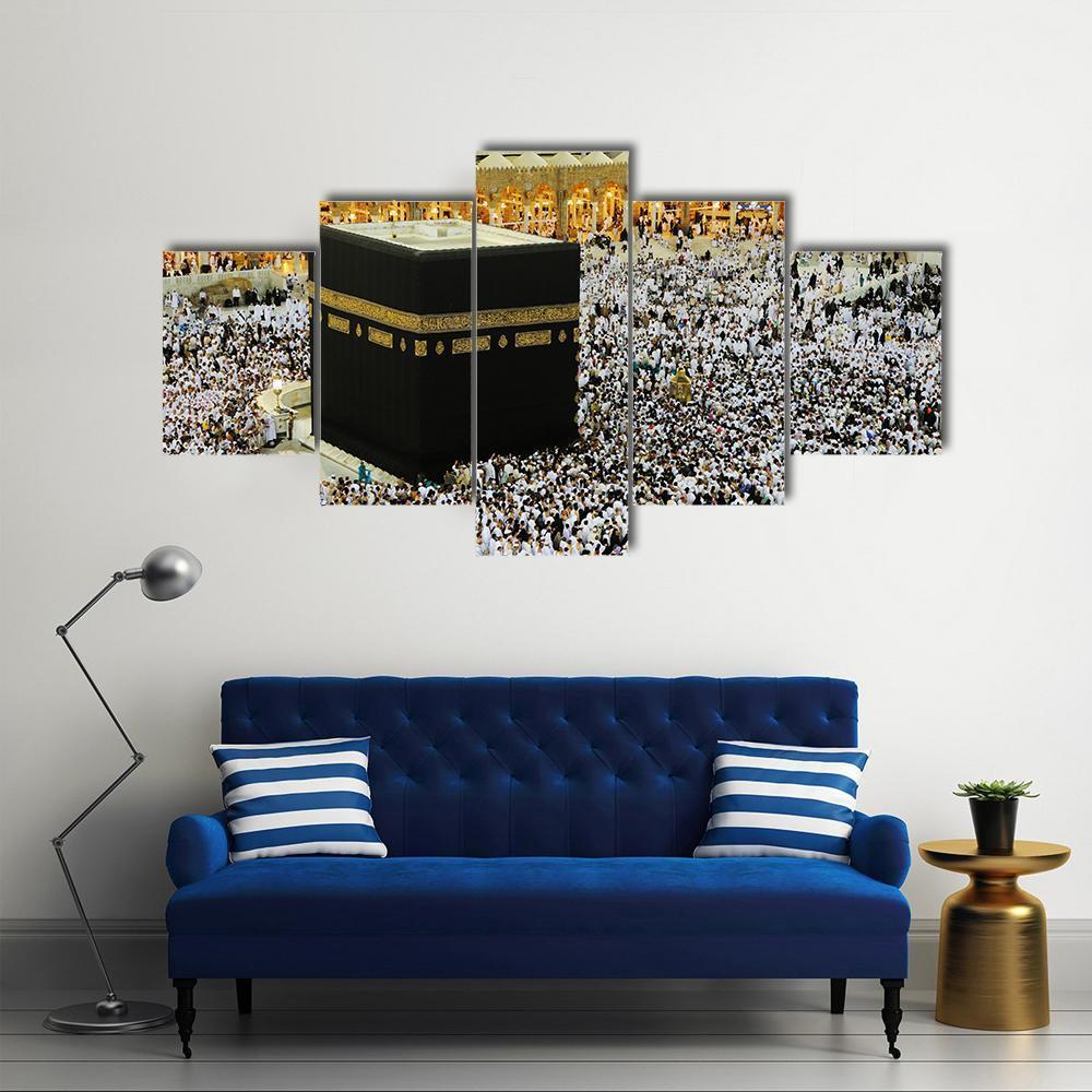Islamic Holy Place In Mecca Canvas Wall Art-5 Star-Gallery Wrap-62" x 32"-Tiaracle