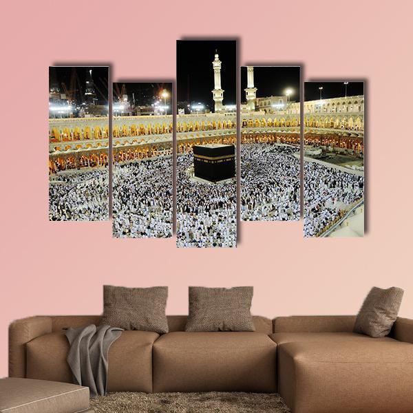 Islamic Holy Place Canvas Wall Art-5 Pop-Gallery Wrap-47" x 32"-Tiaracle