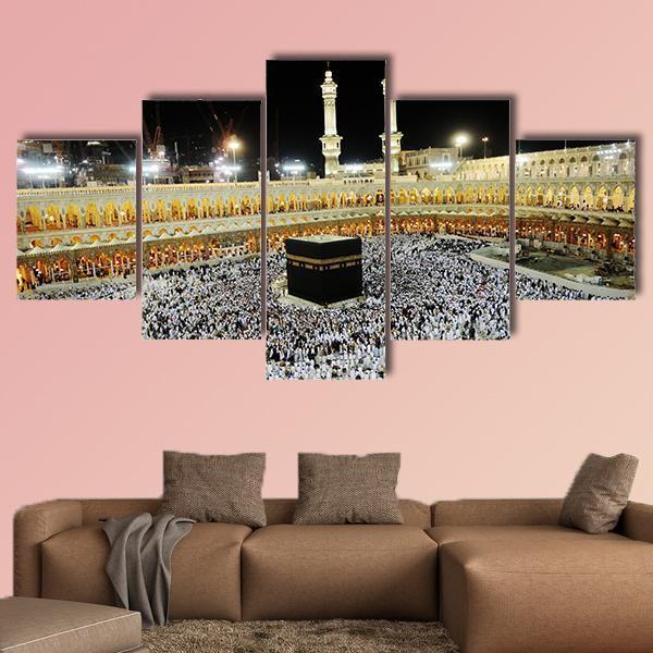 Islamic Holy Place Canvas Wall Art-5 Pop-Gallery Wrap-47" x 32"-Tiaracle