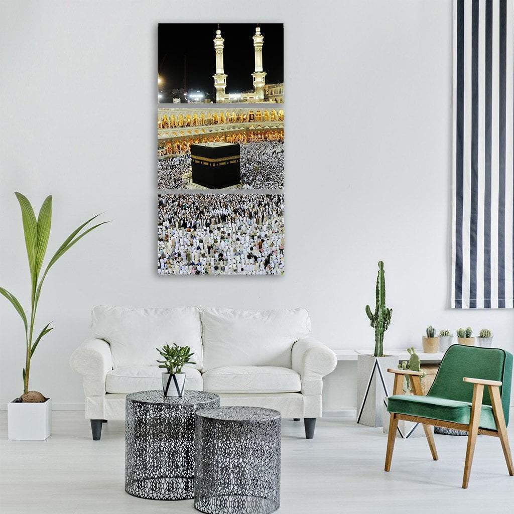 Islamic Holy Place Vertical Canvas Wall Art-3 Vertical-Gallery Wrap-12" x 25"-Tiaracle