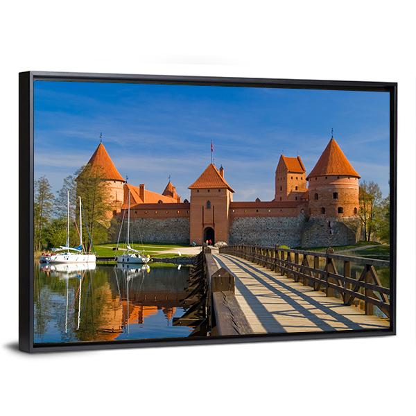 Island Castle In Trakai Canvas Wall Art-3 Horizontal-Gallery Wrap-25" x 16"-Tiaracle