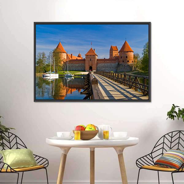 Island Castle In Trakai Canvas Wall Art-3 Horizontal-Gallery Wrap-25" x 16"-Tiaracle