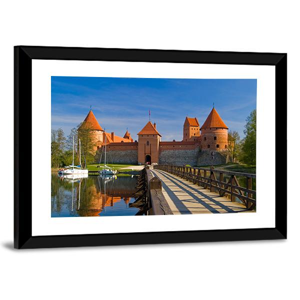 Island Castle In Trakai Canvas Wall Art-3 Horizontal-Gallery Wrap-25" x 16"-Tiaracle