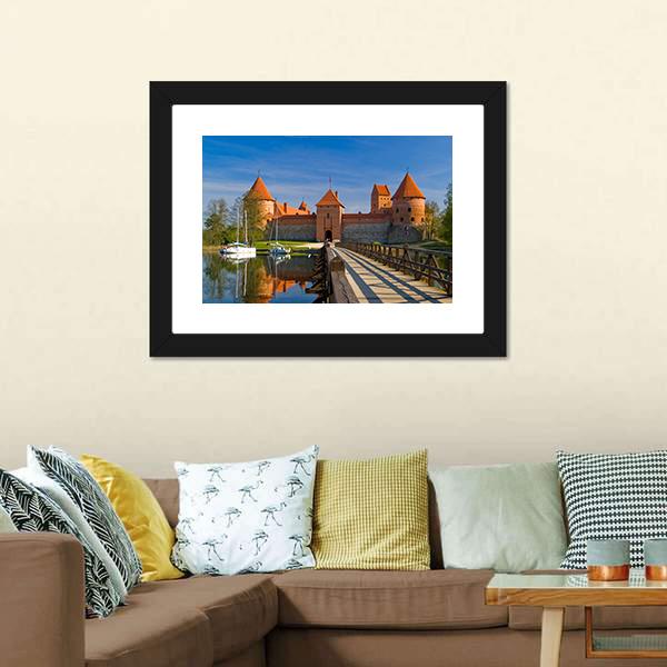 Island Castle In Trakai Canvas Wall Art-3 Horizontal-Gallery Wrap-25" x 16"-Tiaracle