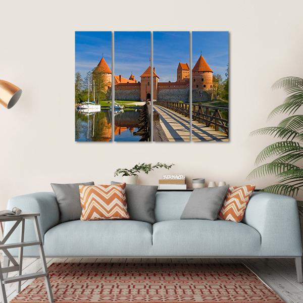 Island Castle In Trakai Canvas Wall Art-4 Horizontal-Gallery Wrap-34" x 24"-Tiaracle