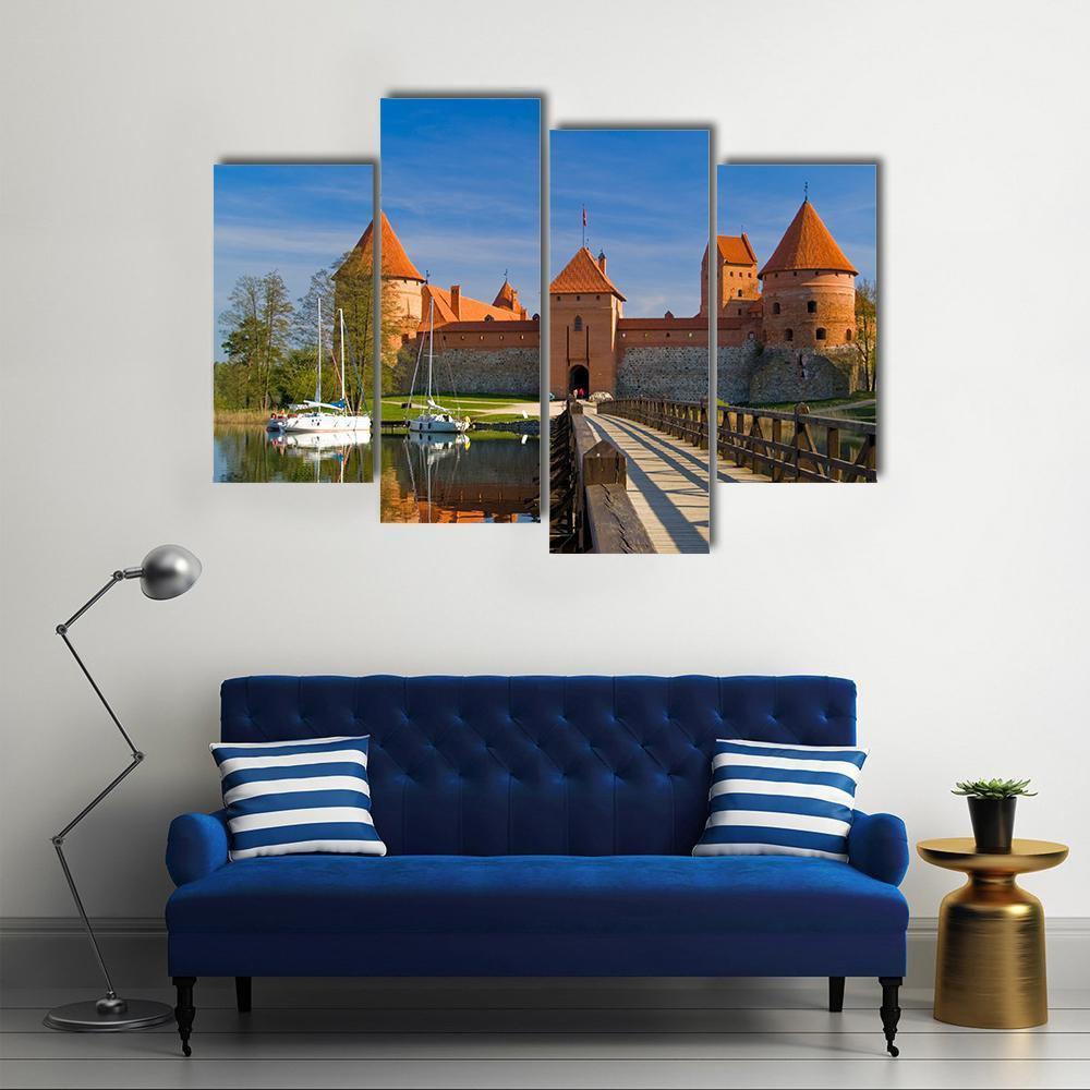 Island Castle In Trakai Canvas Wall Art-4 Pop-Gallery Wrap-50" x 32"-Tiaracle