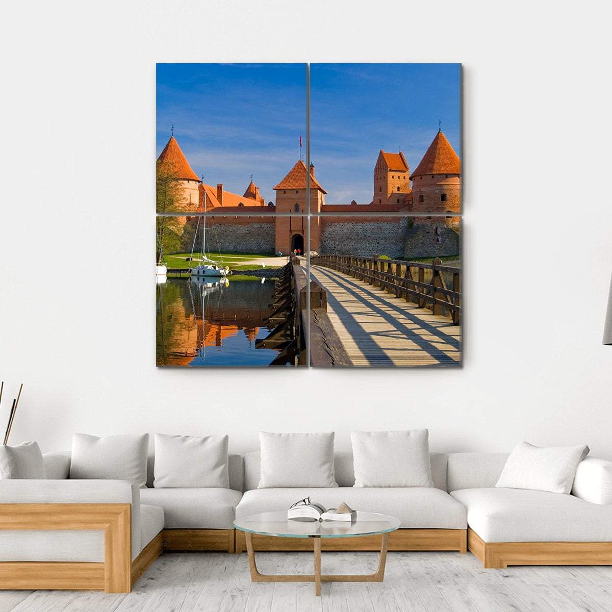 Island Castle In Trakai Canvas Wall Art-4 Square-Gallery Wrap-17" x 17"-Tiaracle