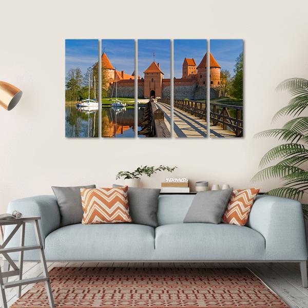 Island Castle In Trakai Canvas Wall Art-5 Horizontal-Gallery Wrap-22" x 12"-Tiaracle