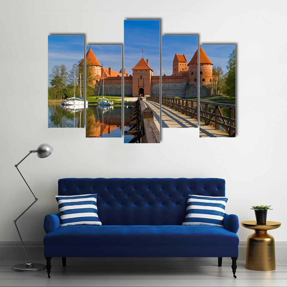Island Castle In Trakai Canvas Wall Art-3 Horizontal-Gallery Wrap-37" x 24"-Tiaracle