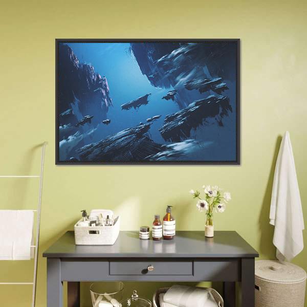 Island Floating In Sky Canvas Wall Art-1 Piece-Floating Frame-24" x 16"-Tiaracle