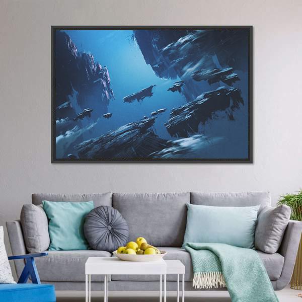 Island Floating In Sky Canvas Wall Art-3 Horizontal-Gallery Wrap-25" x 16"-Tiaracle