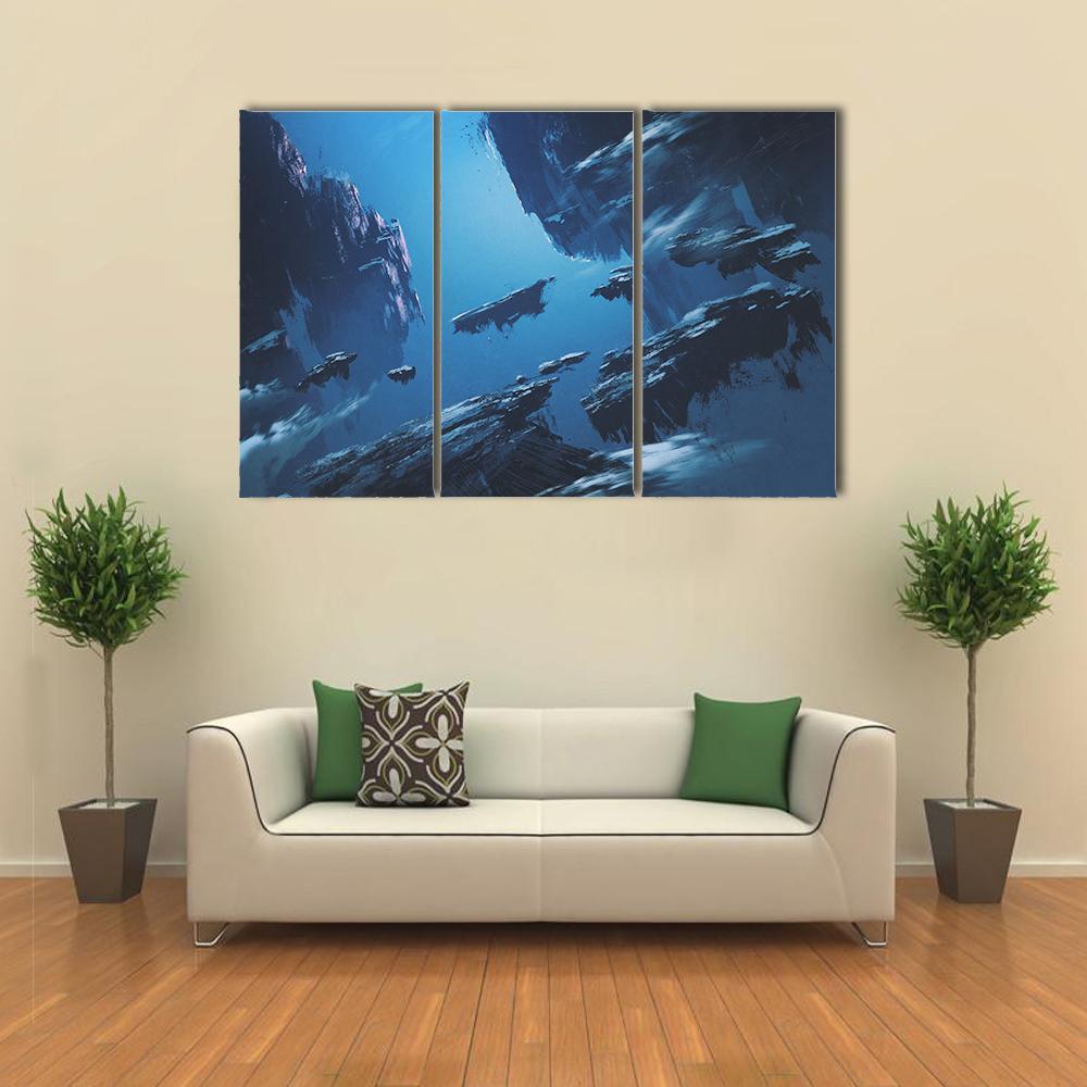 Island Floating In Sky Canvas Wall Art-3 Horizontal-Gallery Wrap-37" x 24"-Tiaracle