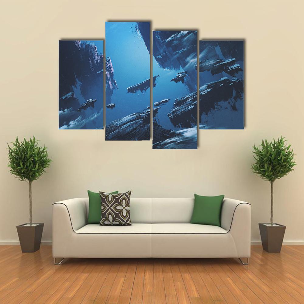 Island Floating In Sky Canvas Wall Art-3 Horizontal-Gallery Wrap-37" x 24"-Tiaracle